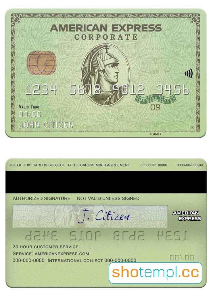 AMEX Green Card PSD Template